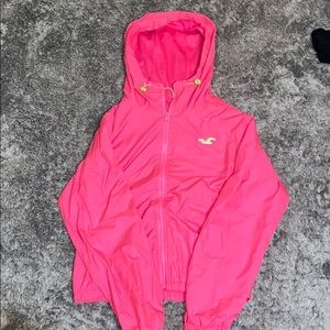 Neon pink raincoat